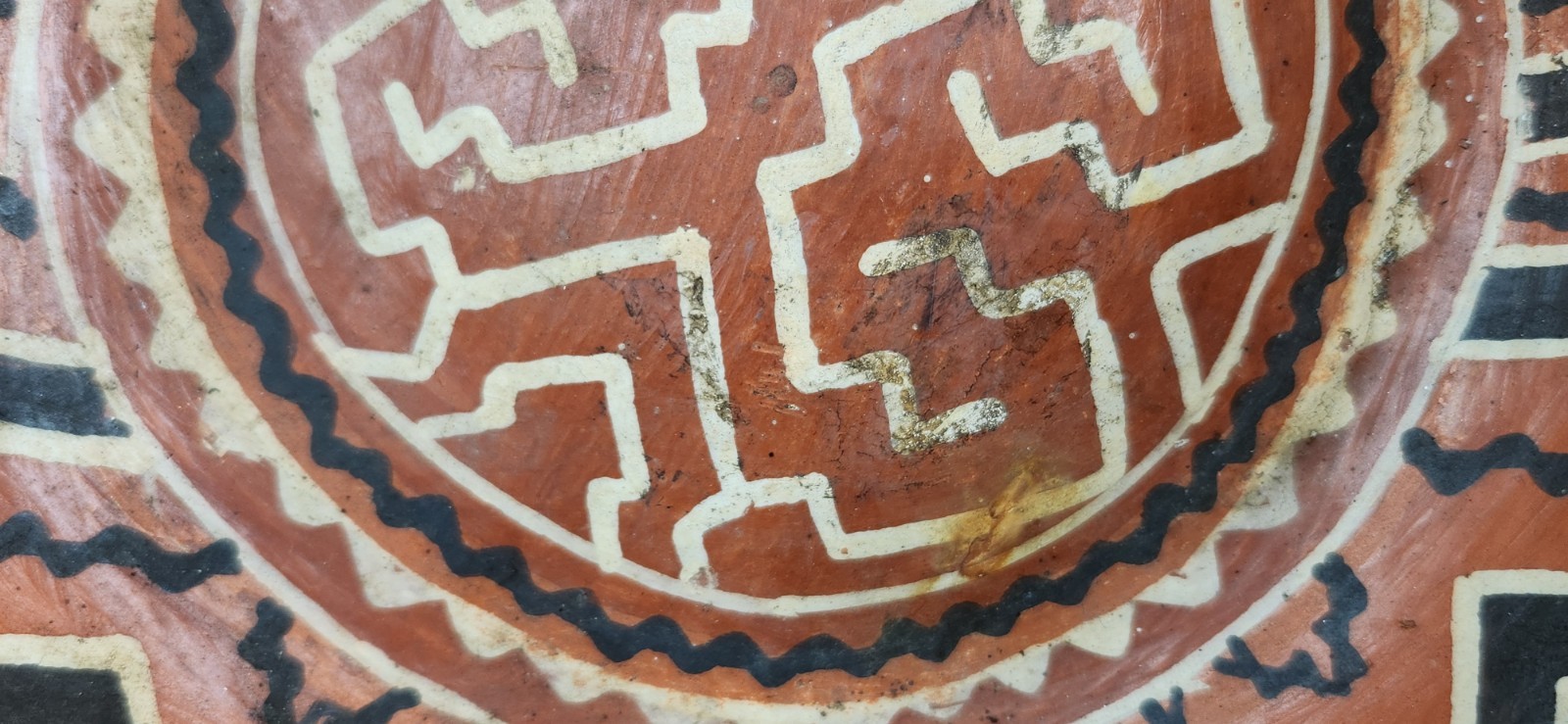 Vintage Peru Shipibo-Conibo Polychrome Earthenware Pottery Rattle Bowl 9.5"