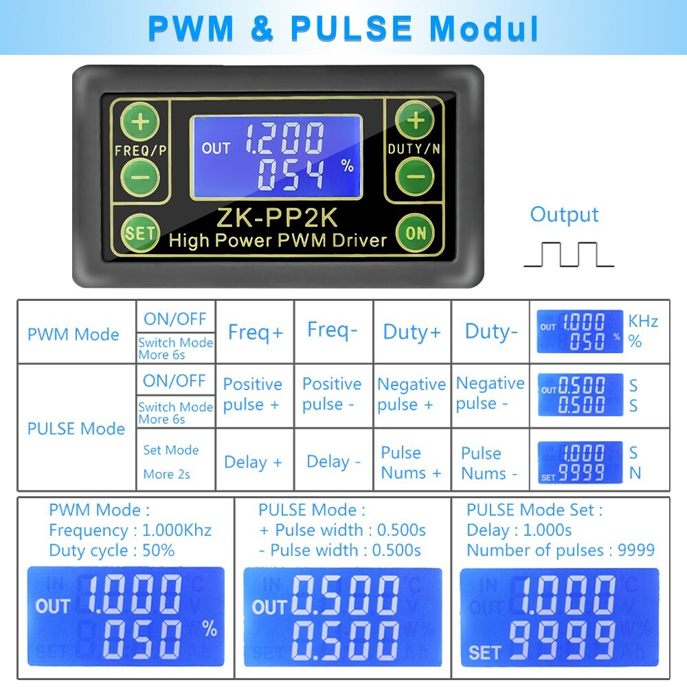 High Power PWM & Pulse Signal Generator Frequency Duty Cycle Adjustable Driver