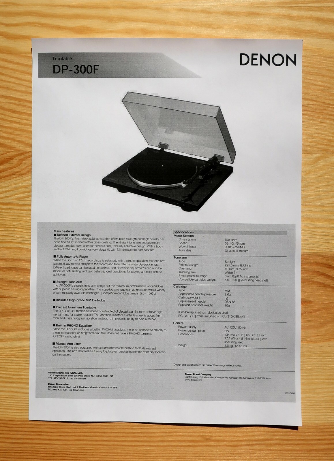 Denon DP-300F Custom Designed Tonearm Cartridge Stylus Alignment Protractor