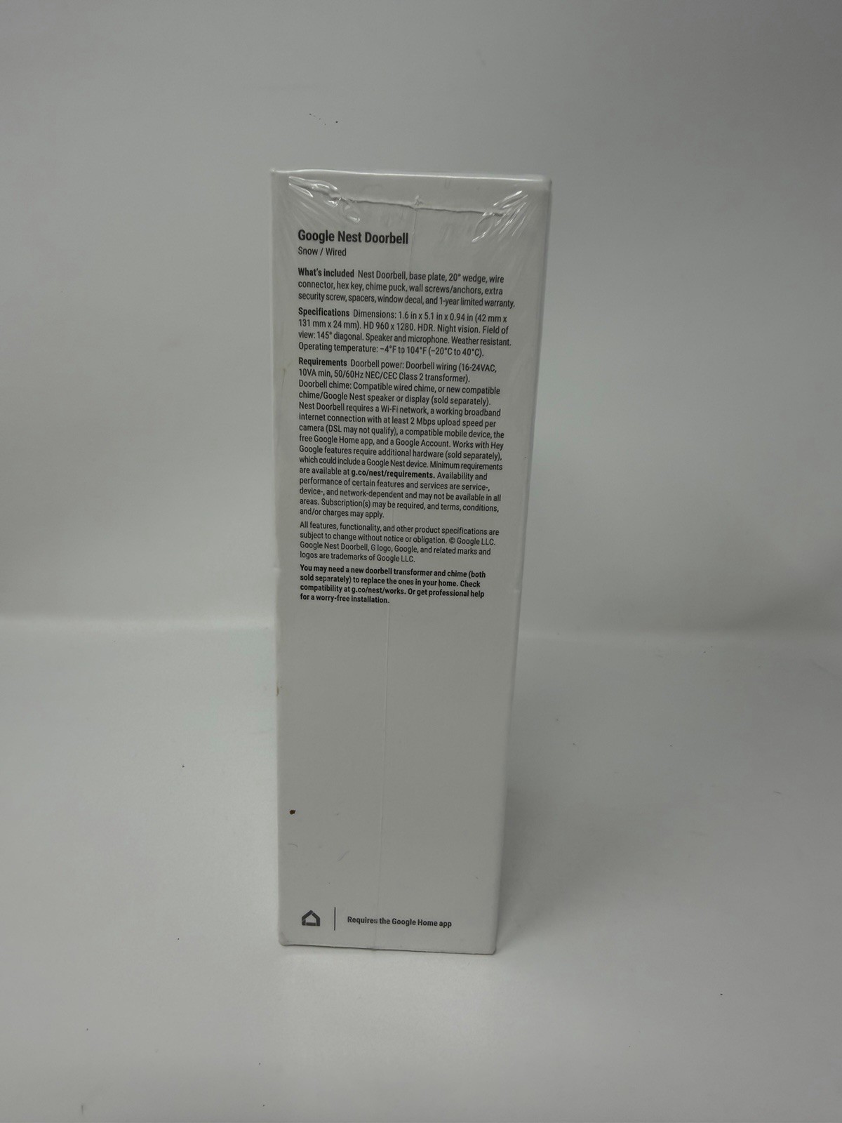 Google Nest Doorbell 2nd Generation Wired - Snow - Sealed
