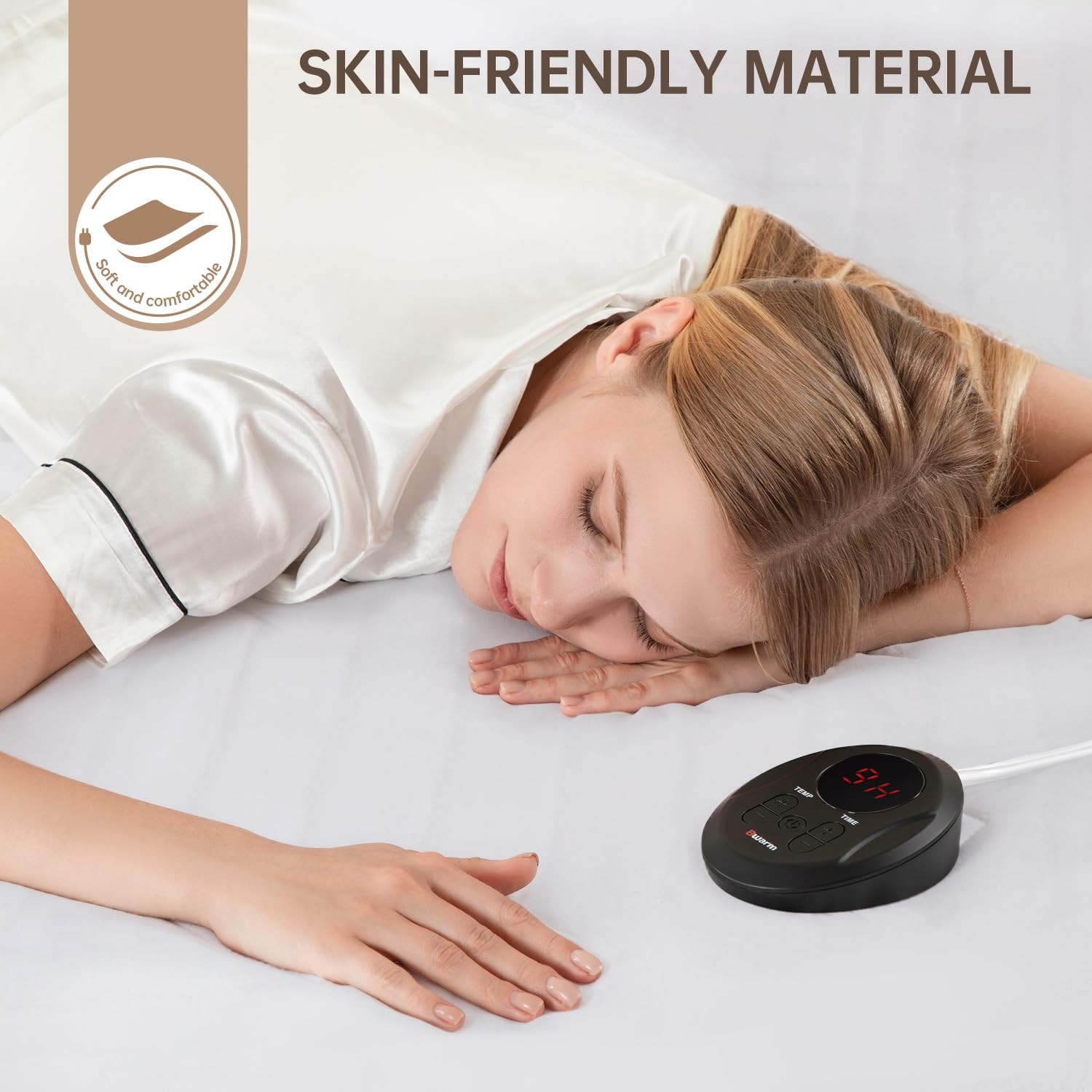 Bwarm Electric Heated Mattress Pad Twin XL Size, 39" x 80", XL, White