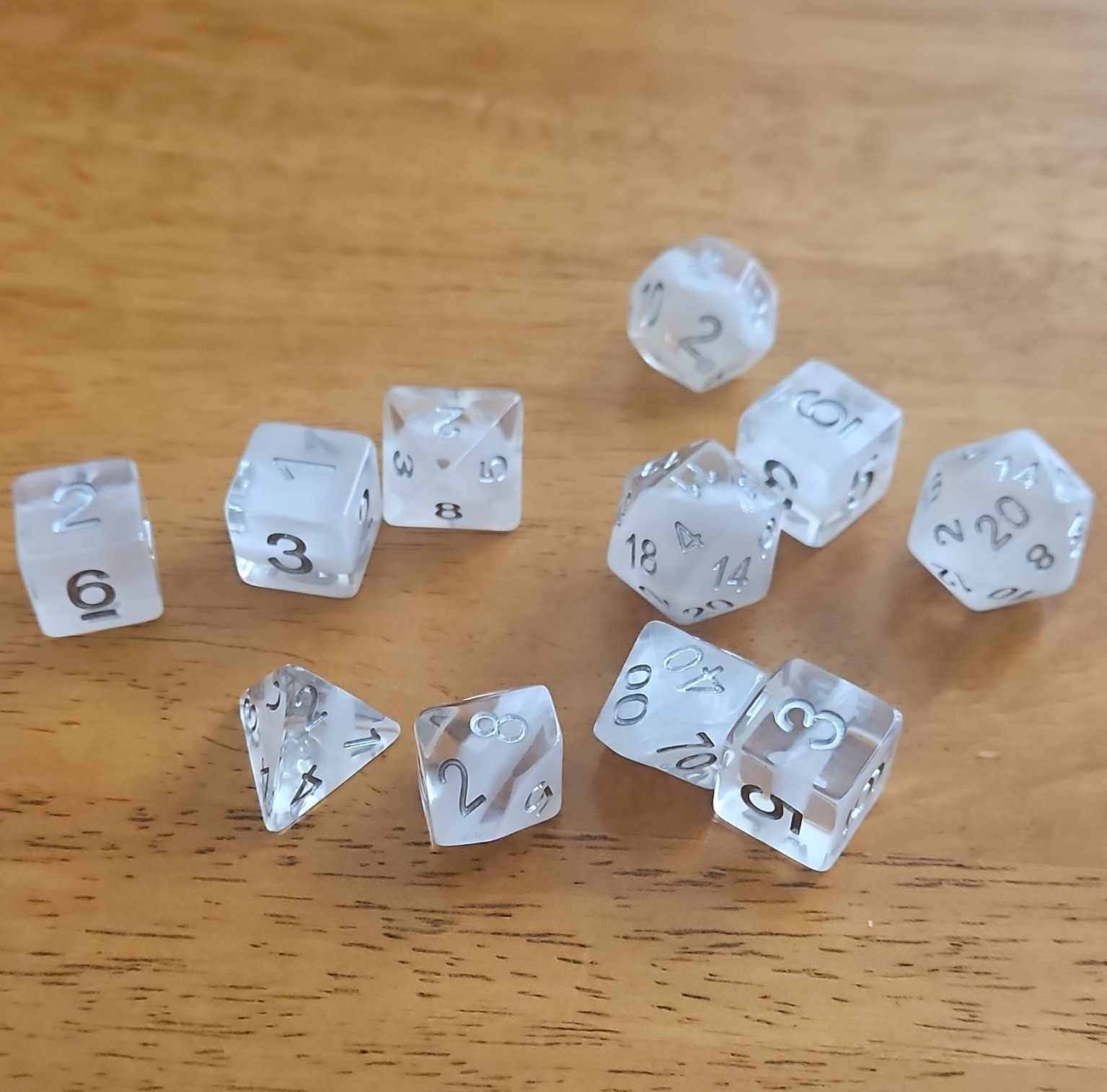 Gate Keeper Games Clear Polyhedral Dice 11-Die Set D&D RPG GKGMD11D