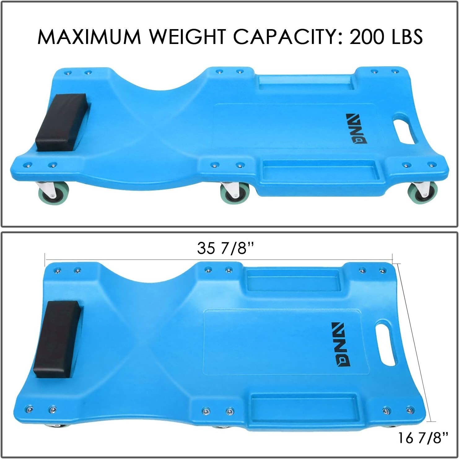 40Inch Low Profile Plastic Rolling Garage Shop Creeper with Padded Headrest,T...
