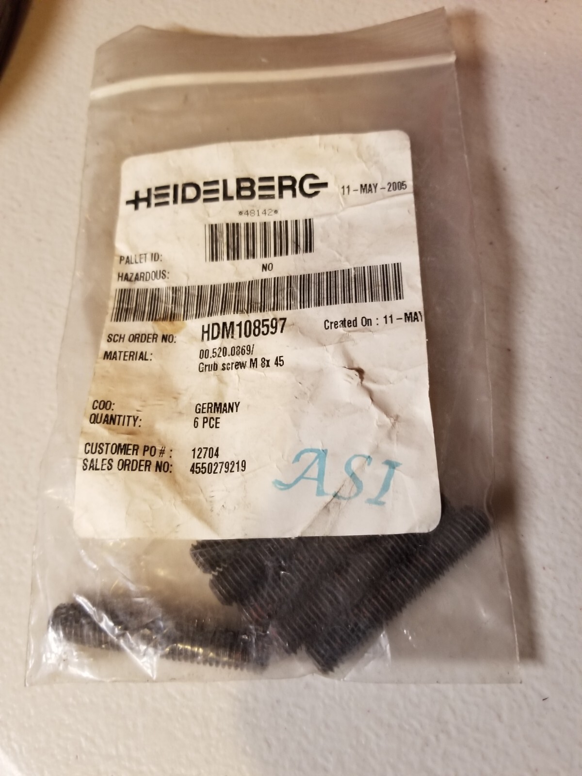 Heidelberg 00.520.0869 Grub Screw M 8x 45
