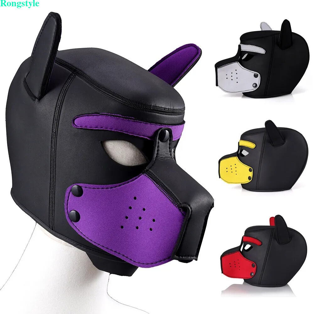 Neoprene Puppy Hood Role Play Dog Mask Puppy Cosplay Full Head for Couples Sexto