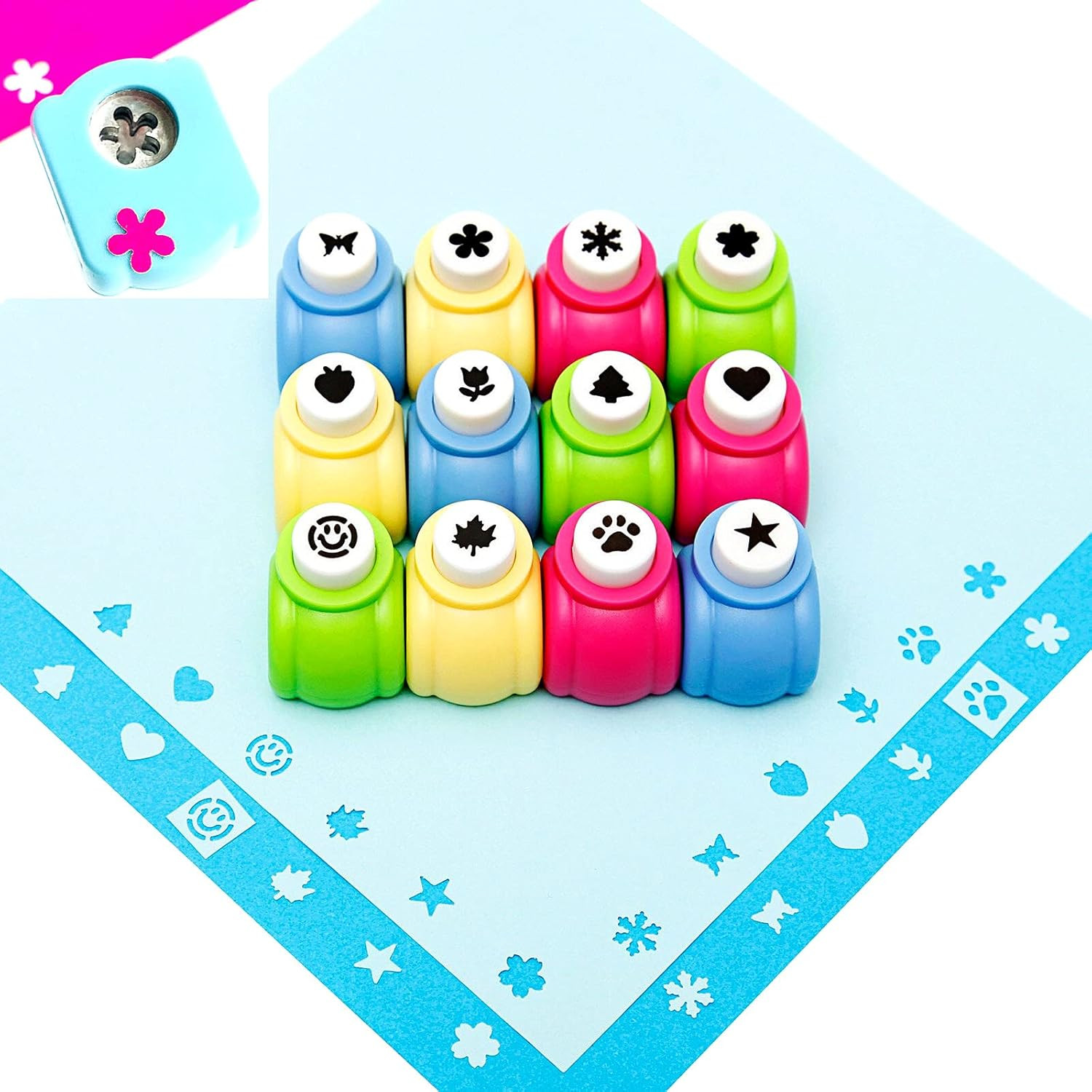 12Pcs Craft Hole Punch Shapes Set,Small Paper Puncher for Kids,Single Crafting S