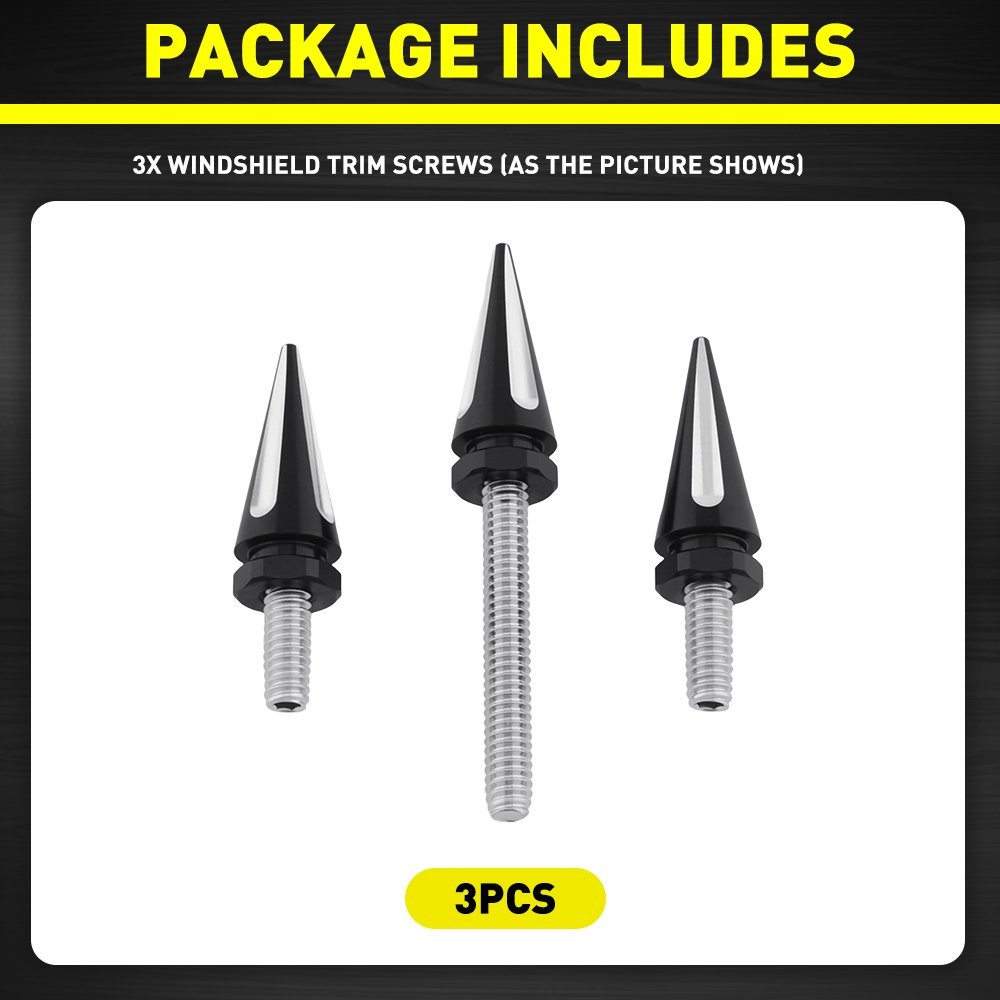 3PCS Fit Harley Electra Glide Spike Windshield Windscreen Screws Black+White