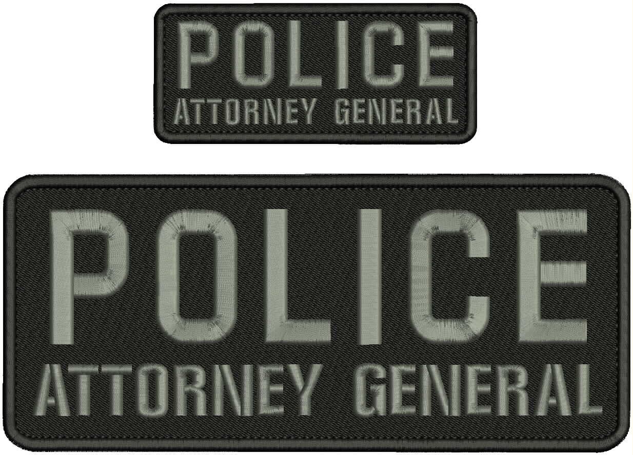 POLICE ATTORNEY G EMB PATCHE 10X4 AND 5X2 HOOK ON BACK gray on black