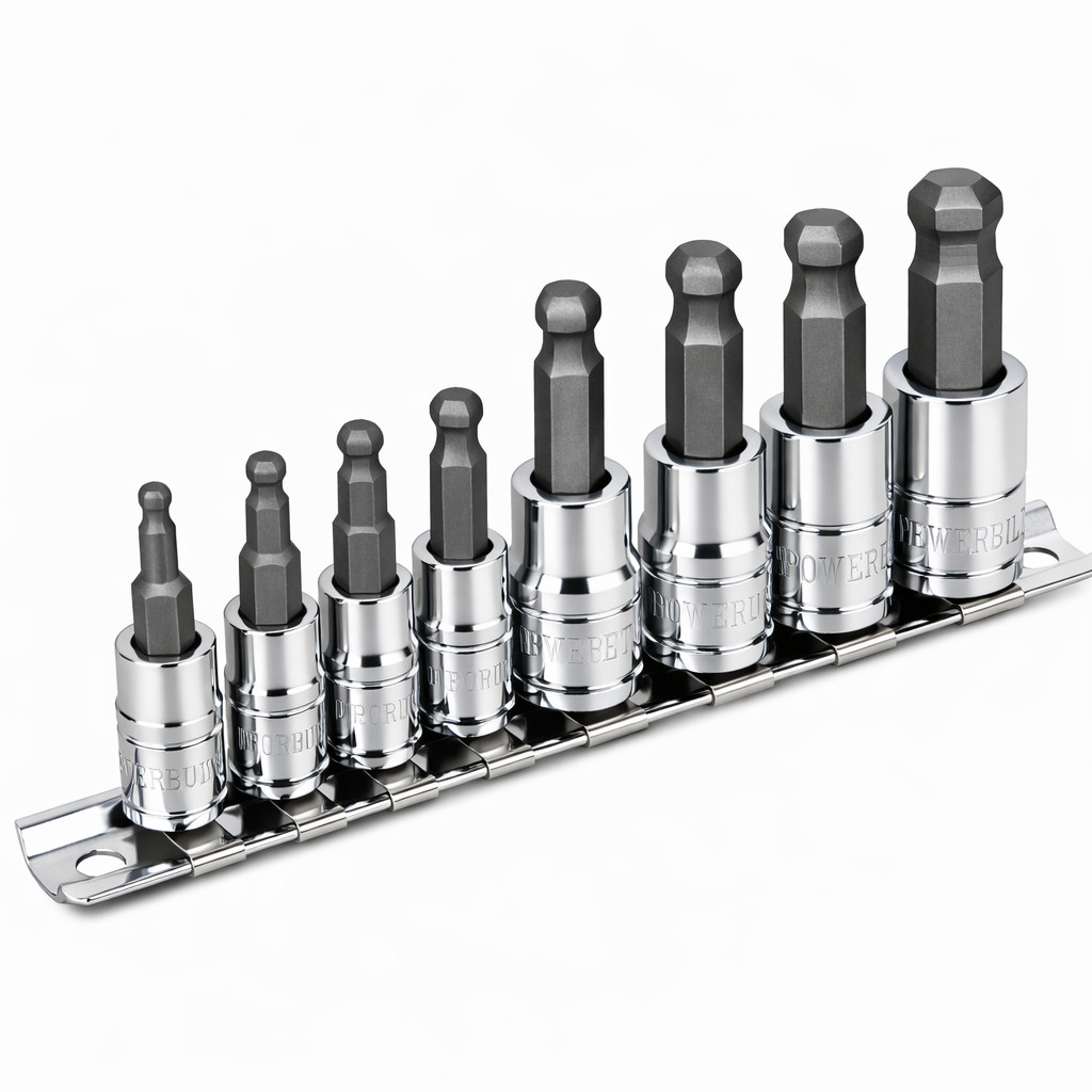 Powerbuilt 8 Piece 3/8 Inch Drive SAE Ball End Hex Bit Set - 642402