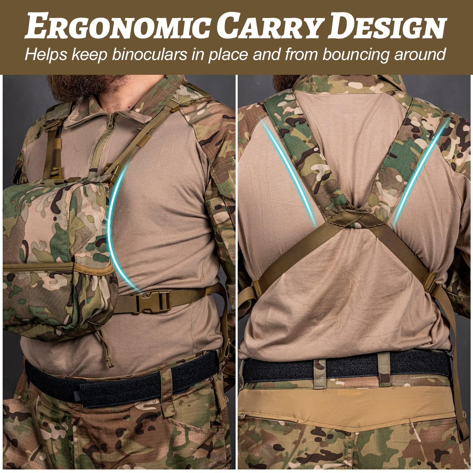 VISMIX Binocular Harness, Adjustable Harness Chest Pack Large, Camo