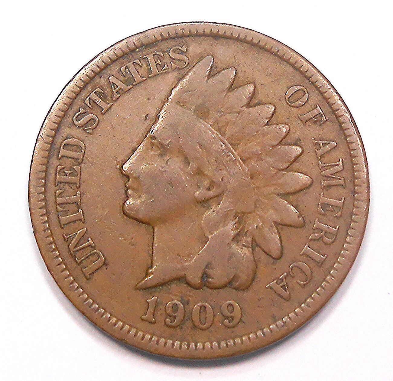 United States 1909 Indian Head Small Cent F * SCARCE Date LAST of Type USA Penny