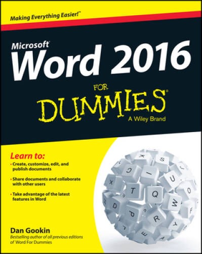 Word 2016 For Dummies (Word for Dummies) - Paperback By Gookin, Dan - GOOD
