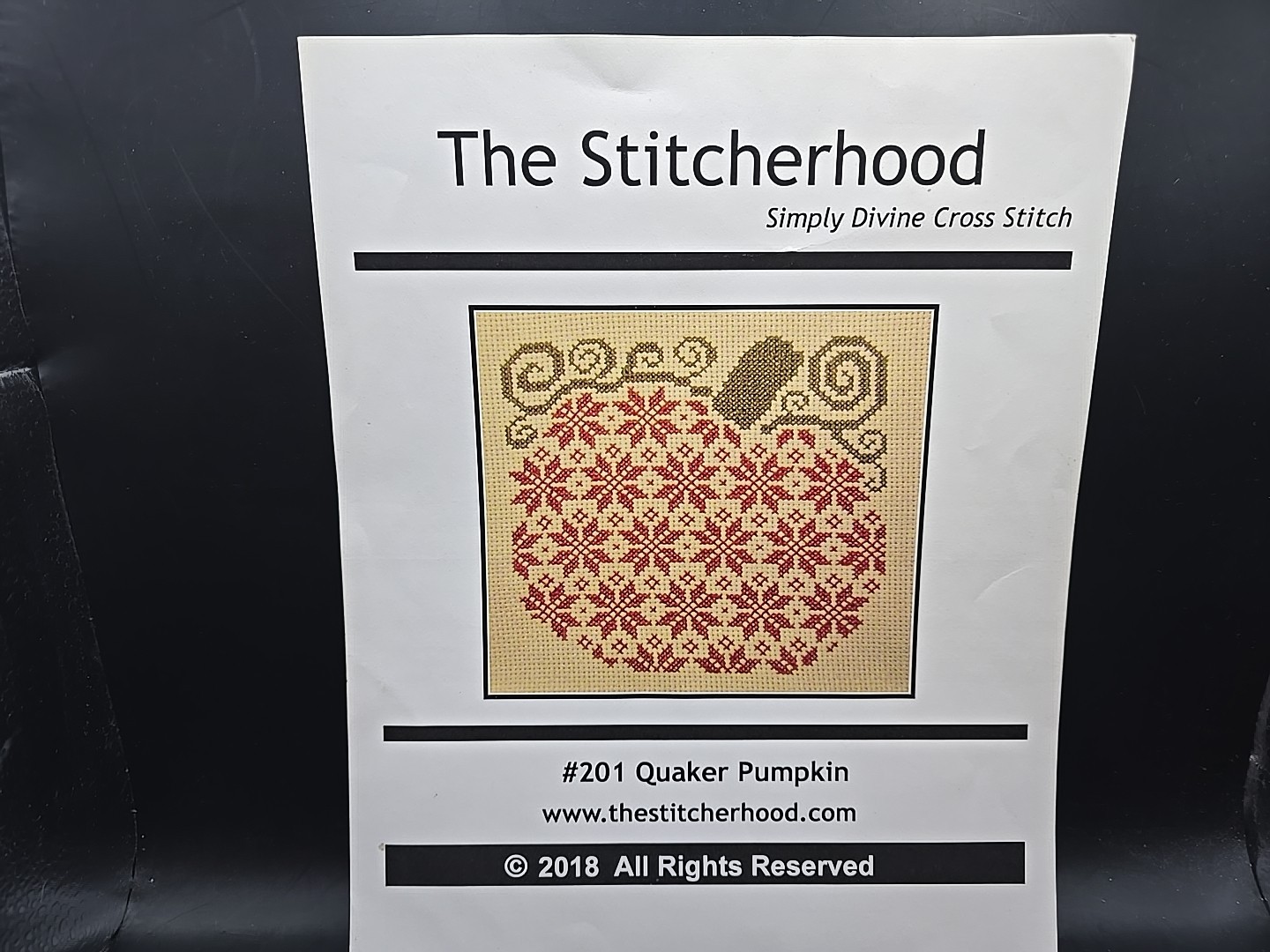 Cross Stitch Patteen. #201 Quaker Pumpkin
