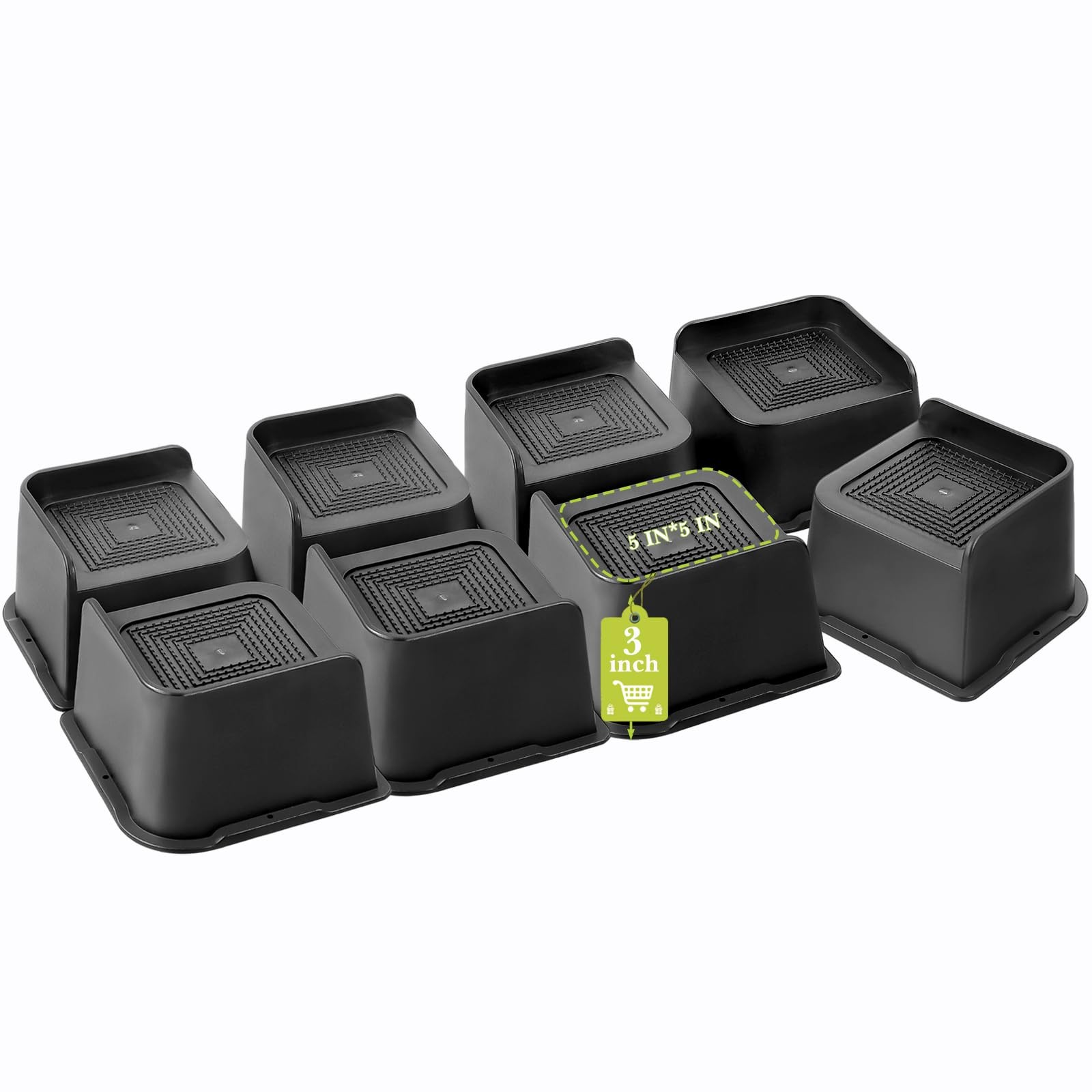 Bed Risers 2 inch, 3 inch, 4 inch, 6 inch, 8 inch Heavy Duty, Oversized Furni...
