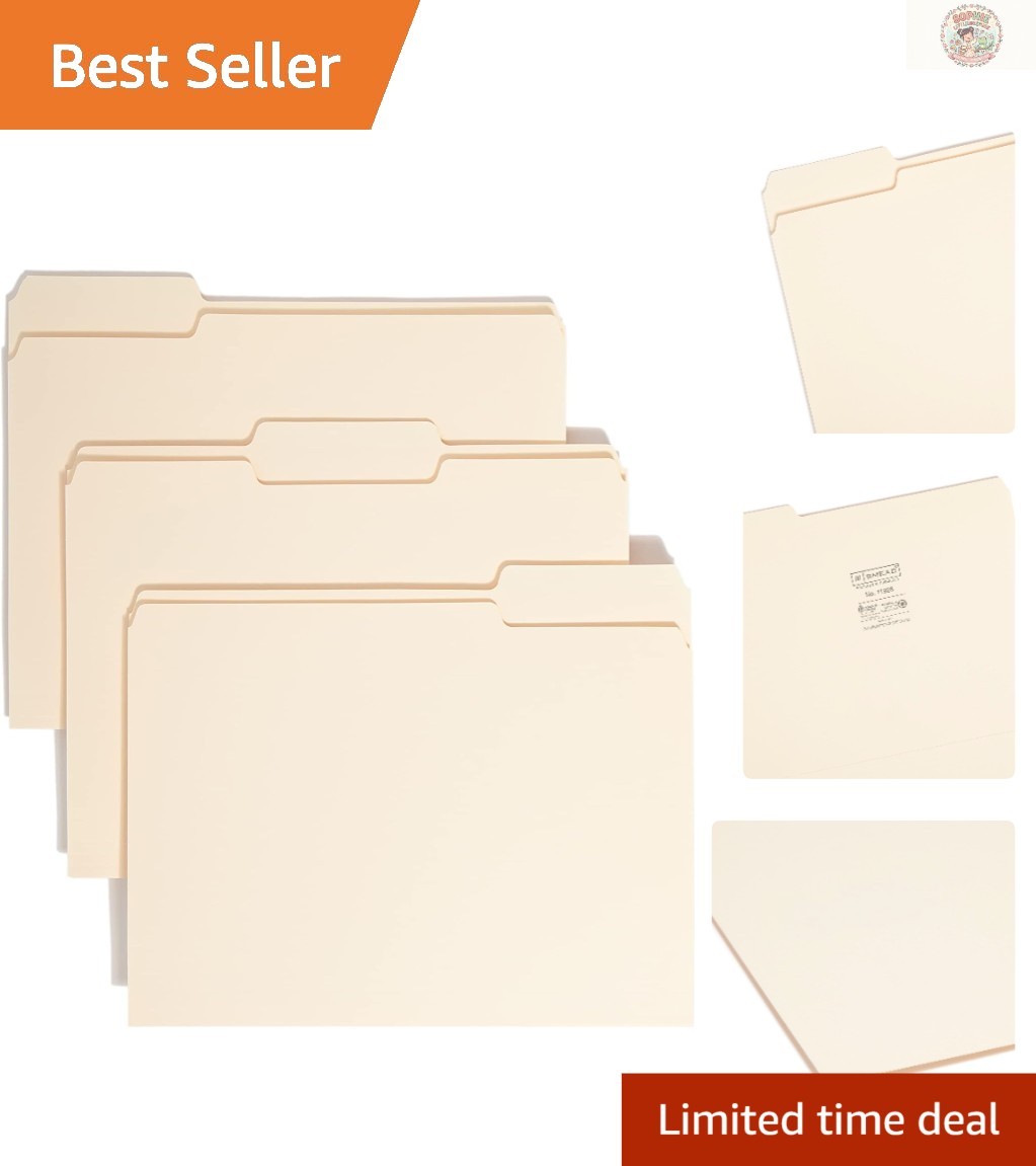 Eco-Friendly 1/3-Cut Tab Manila File Folders, 24 Pack - Organize with Style