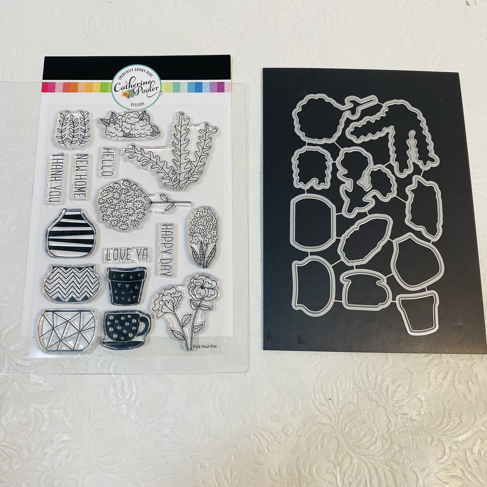 Catherine Pooler Pick Your Pot Clear Stamp Set and Matching Dies Plants Flowers