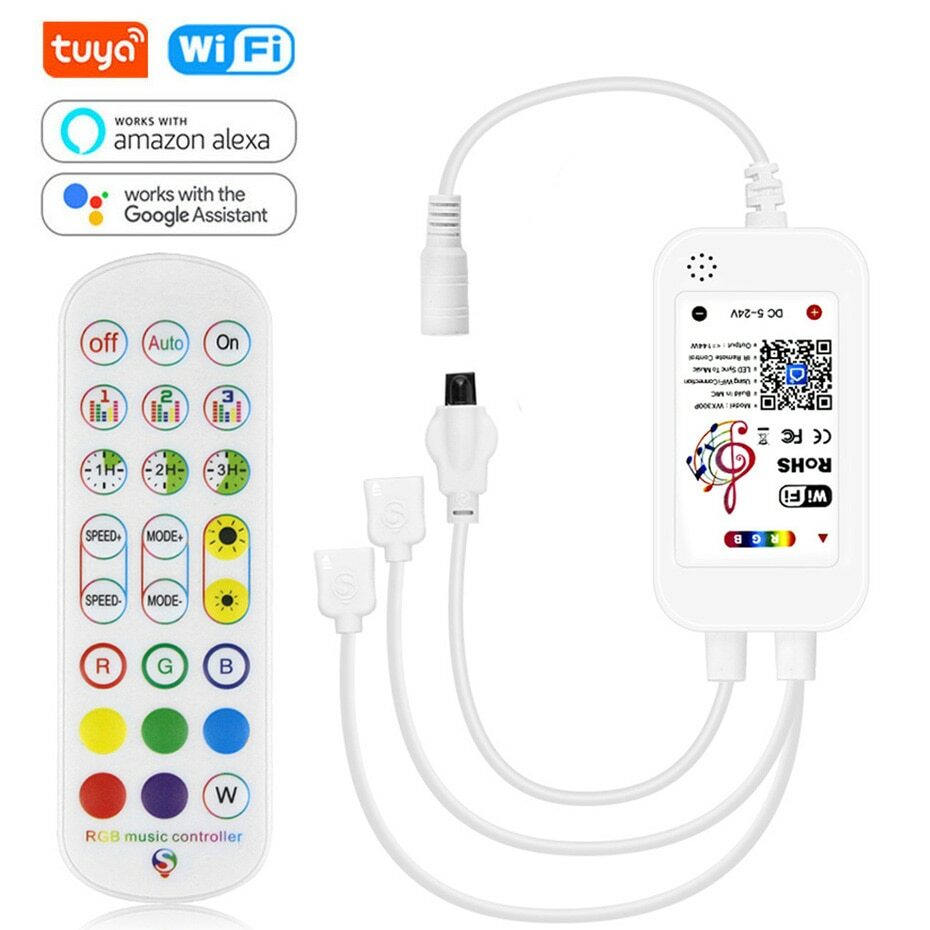Tuya WiFi Smart RGB LED Strip Controller 4Pin 5-24V APP Control Work With Alexa