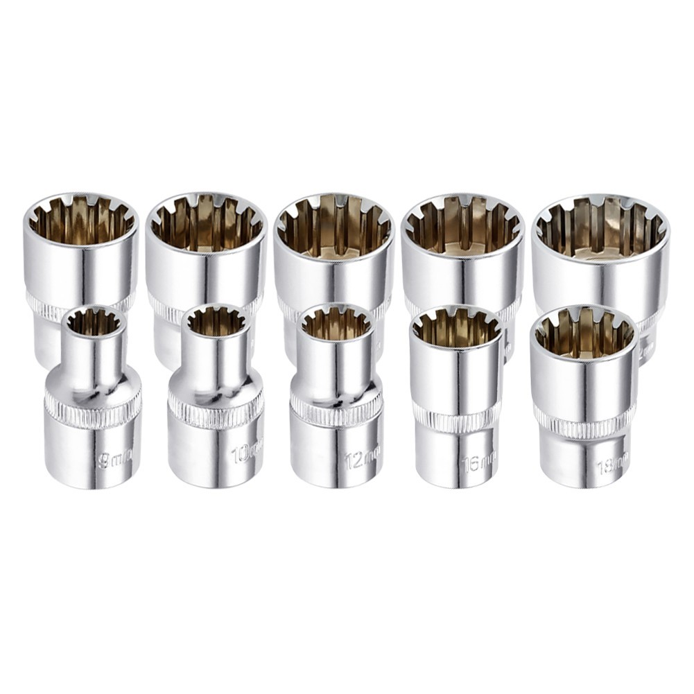 Short Socket Head 12 Point 1/2 Inch Drive 8-32mm Chrome Vanadium Steel