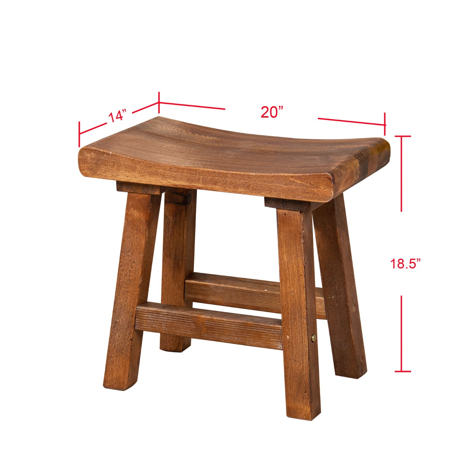 Rustic Old Pine Wooden Stool Bench Side Table Farmhouse Bedside Table 18.5" H
