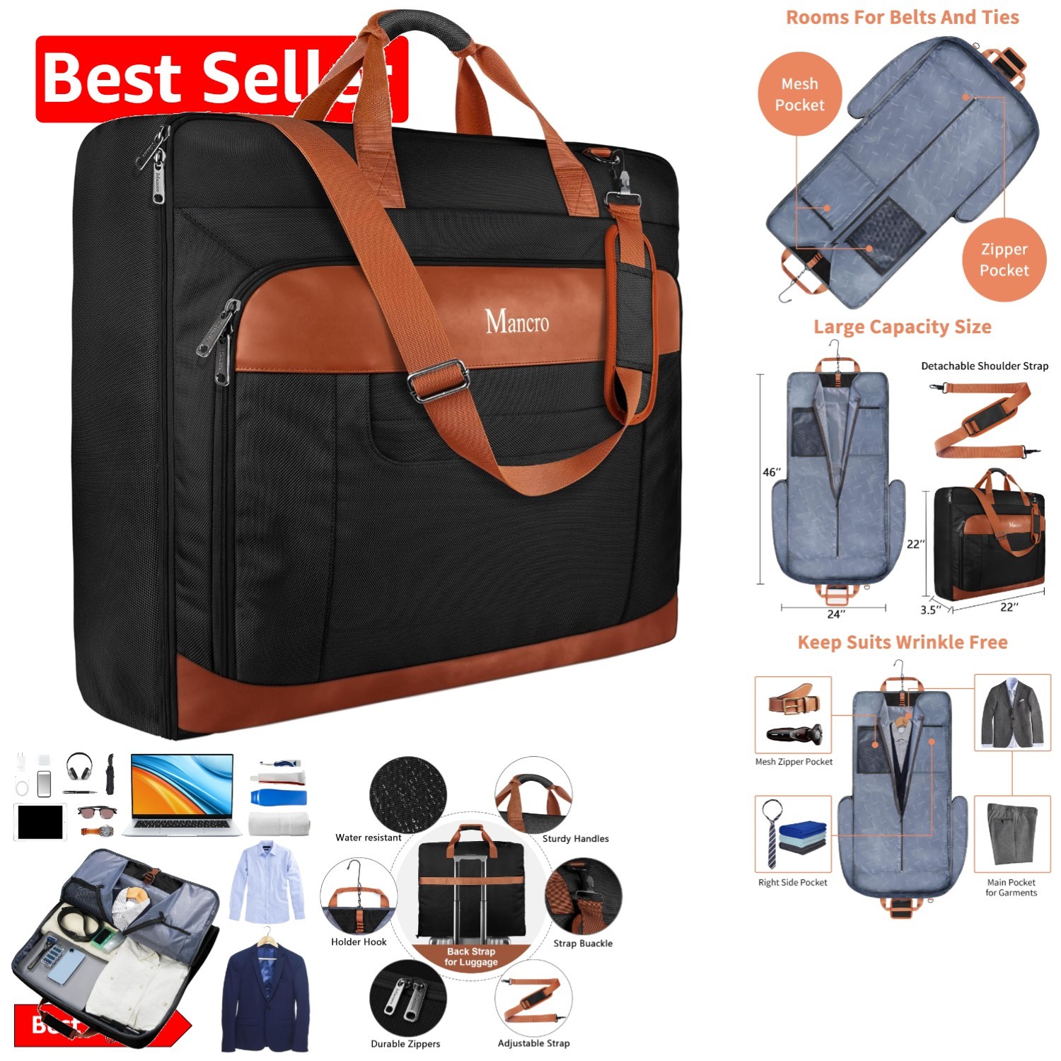 Quality Waterproof Garment Bag – Garment Carrier with Multiple Pockets