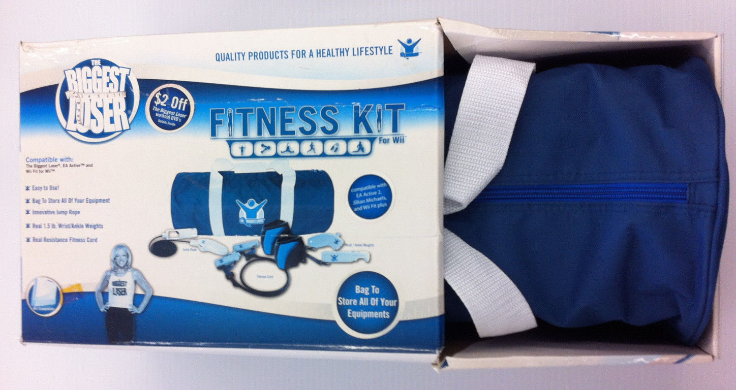 ❤️Wii The Biggest Loser Fitness Kit Jump Rope Weights Gym Bag Fitness Cord❤️