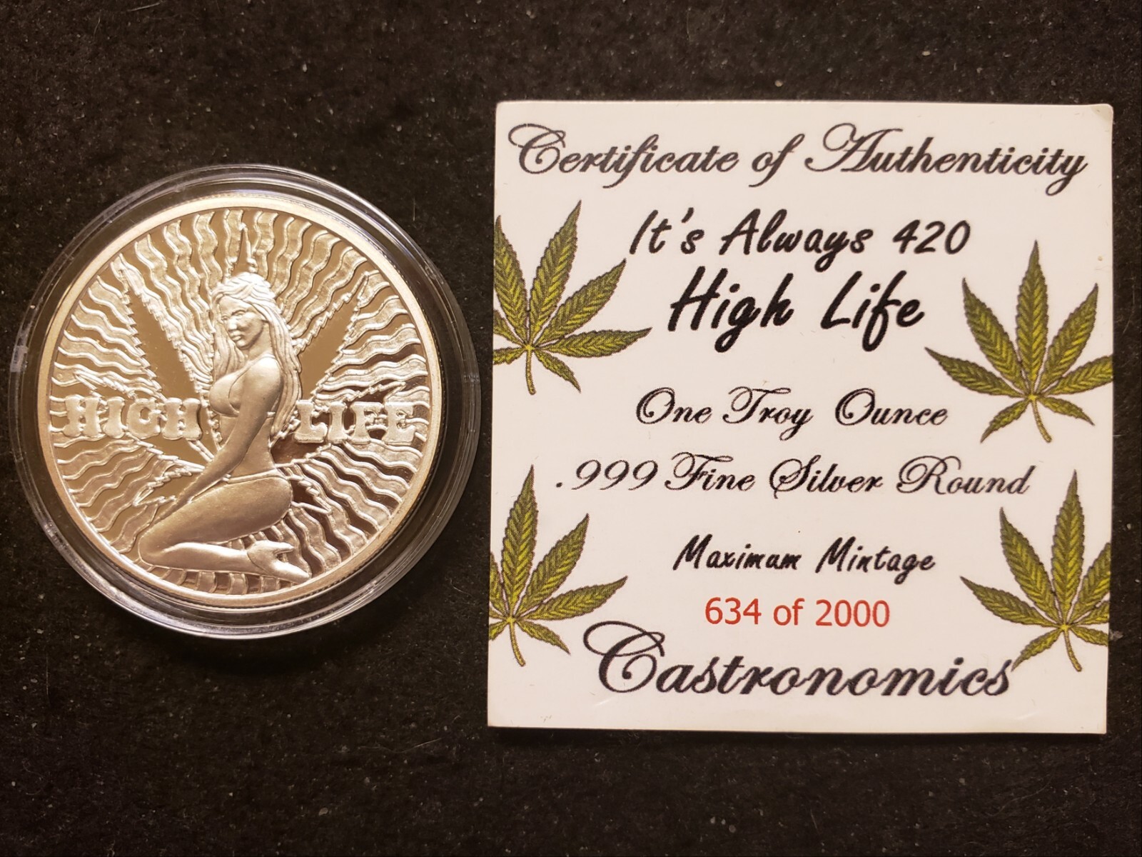Castronomics It's Always 420 / High Life - Marijuana 1 oz. Silver Proof Round