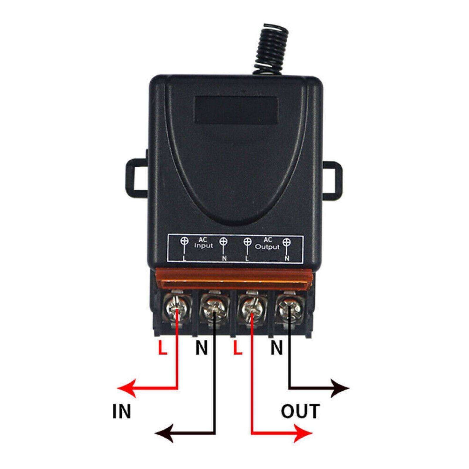 Remote Control Switch 110V-240V RF Relay Receiver W/ Remote Control 100m Range