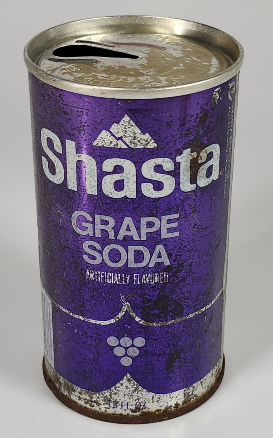 Vintage Shasta Grape Soda Pop Can Straight Steel