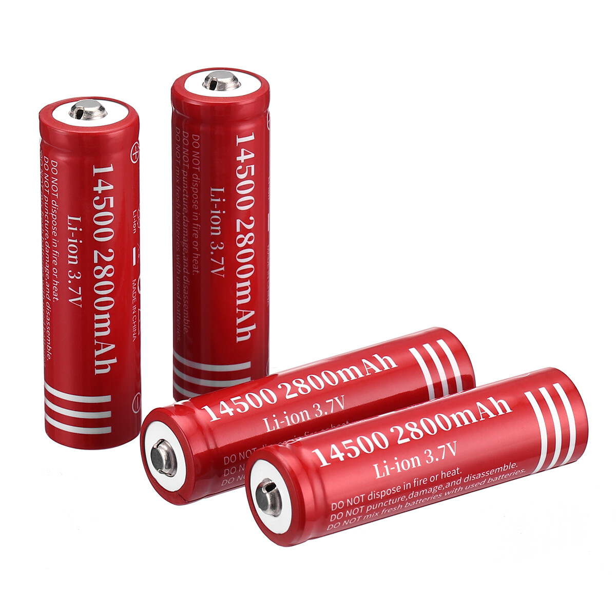 4X 14500 Battery 800mAh Li-ion 3.7V Rechargeable Batteries Cell For Flashlight