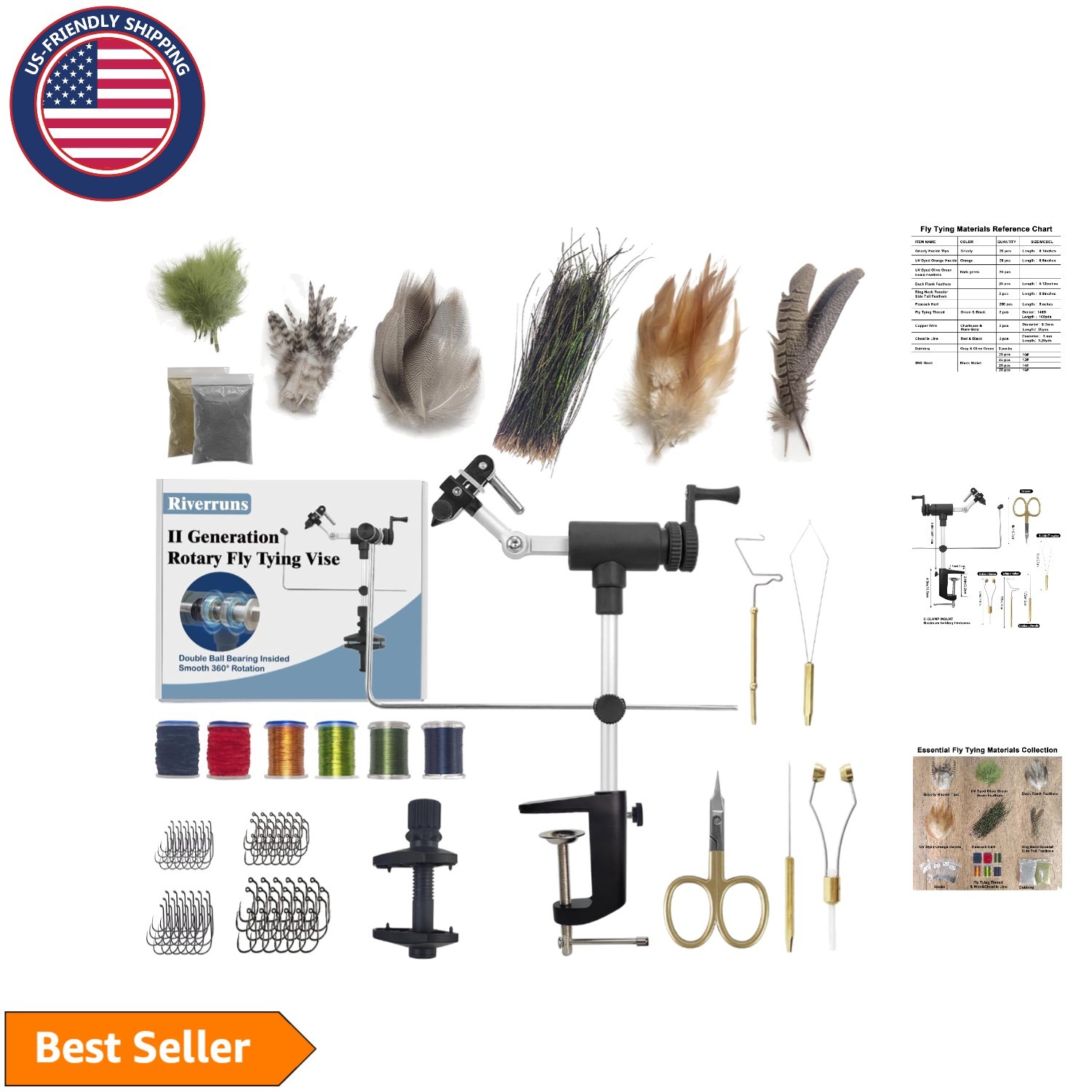 Professional MicroGrip Fly Tying Vise with Essential Tools – Travel-Ready Kit