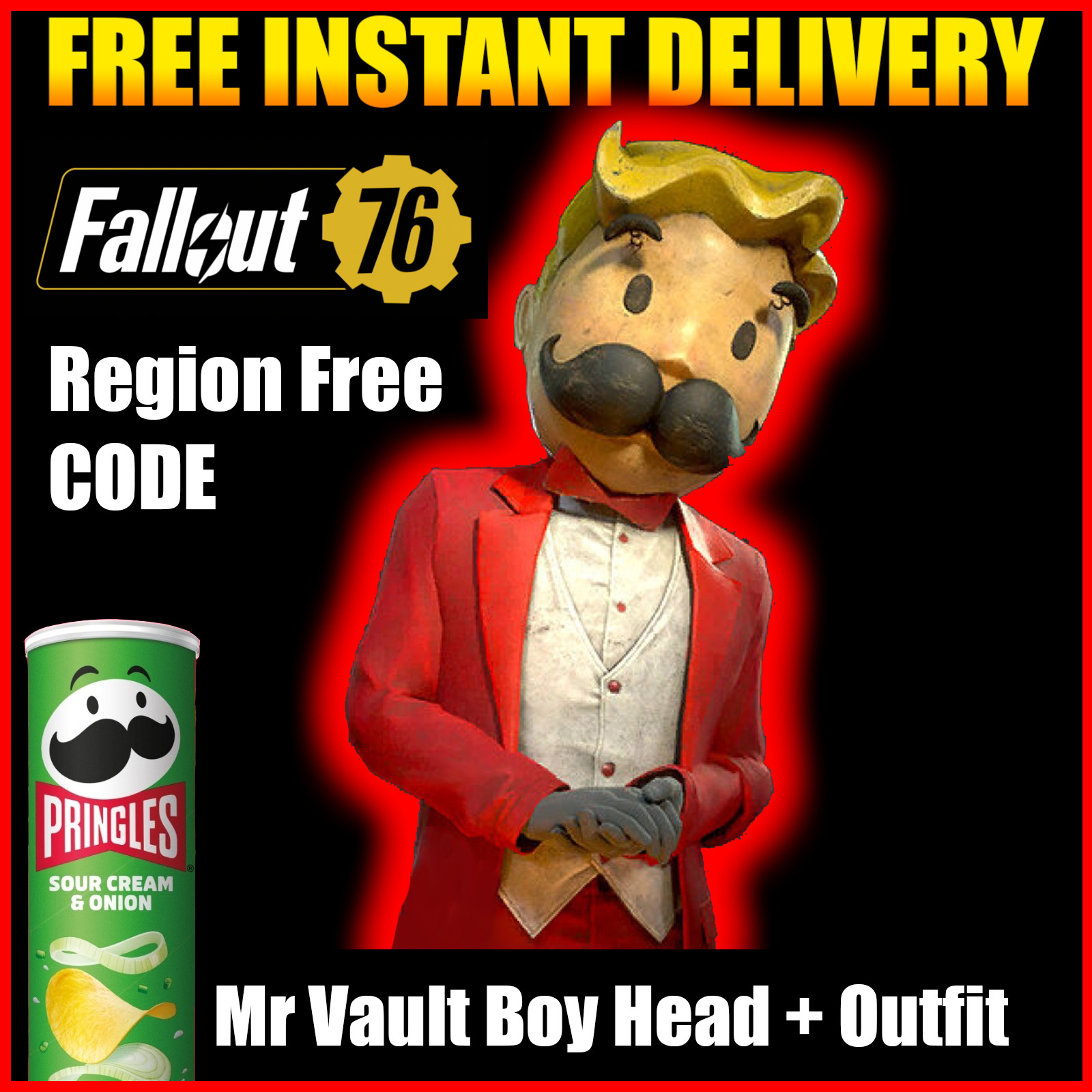 FALLOUT 76 x PRINGLES MR. VAULT BOY MASCOT HEAD & OUTFIT | ALL PLATFORMS🌎CODE