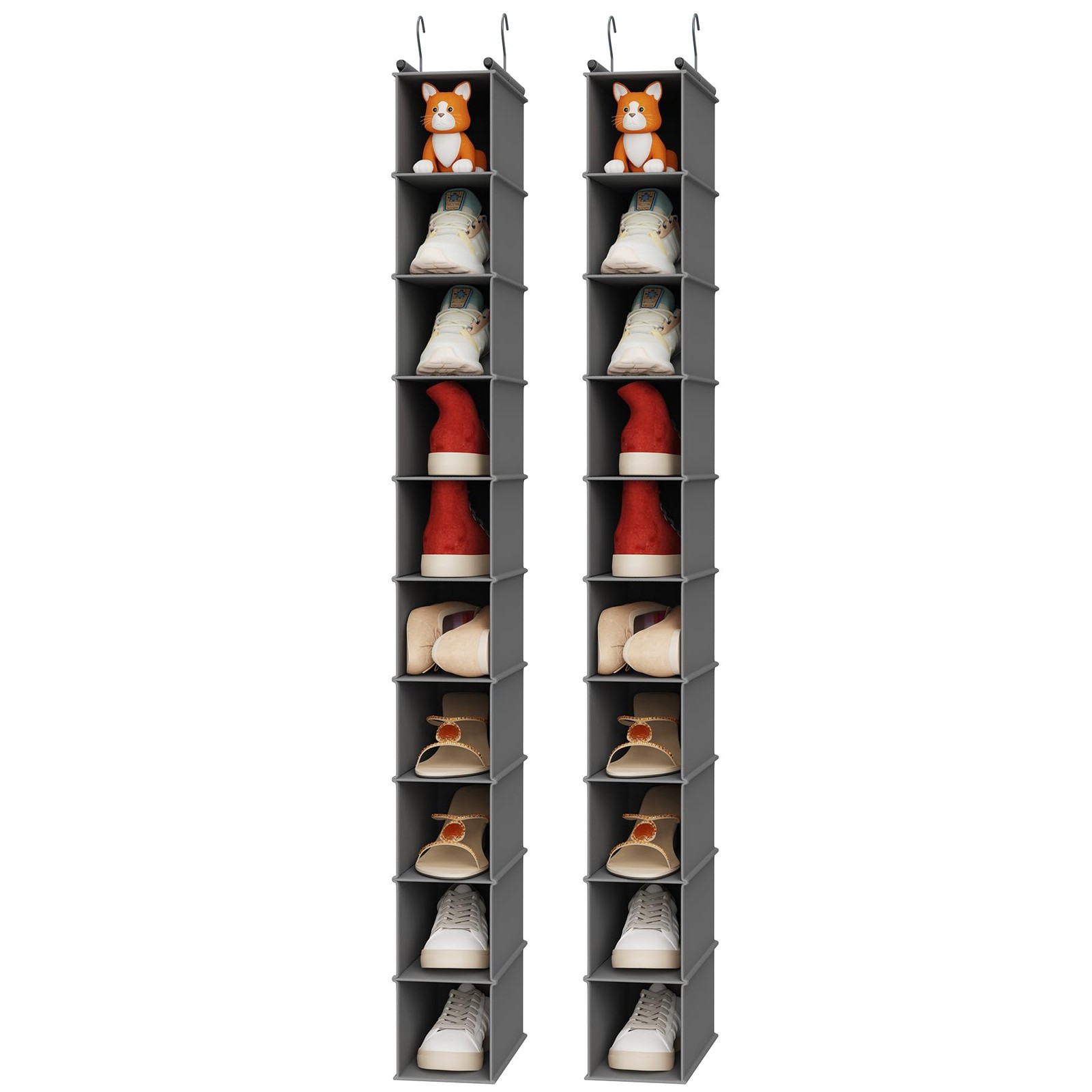 10-Shelf Hanging Shoe Shelf Organizer, Hanging Shoe Storage for Closet,Pack o...