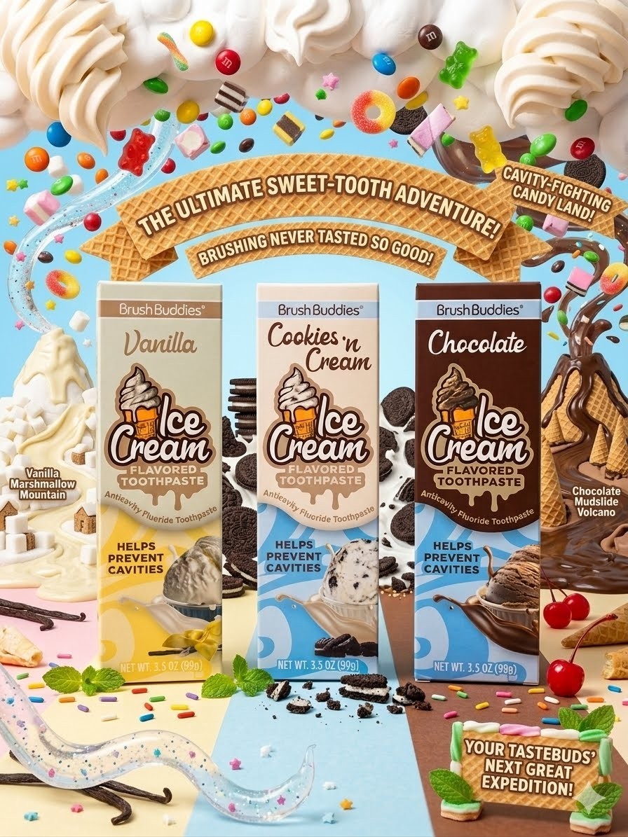 Brush Buddies Ice Cream Flavored Toothpaste Variety Trio!