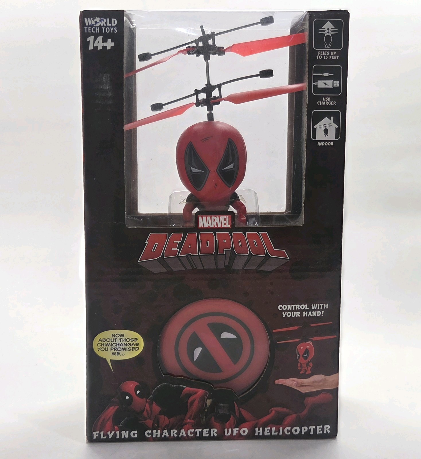 Marvel Deadpool Flying Character UFO Helicopter Control With Your Hand NIB