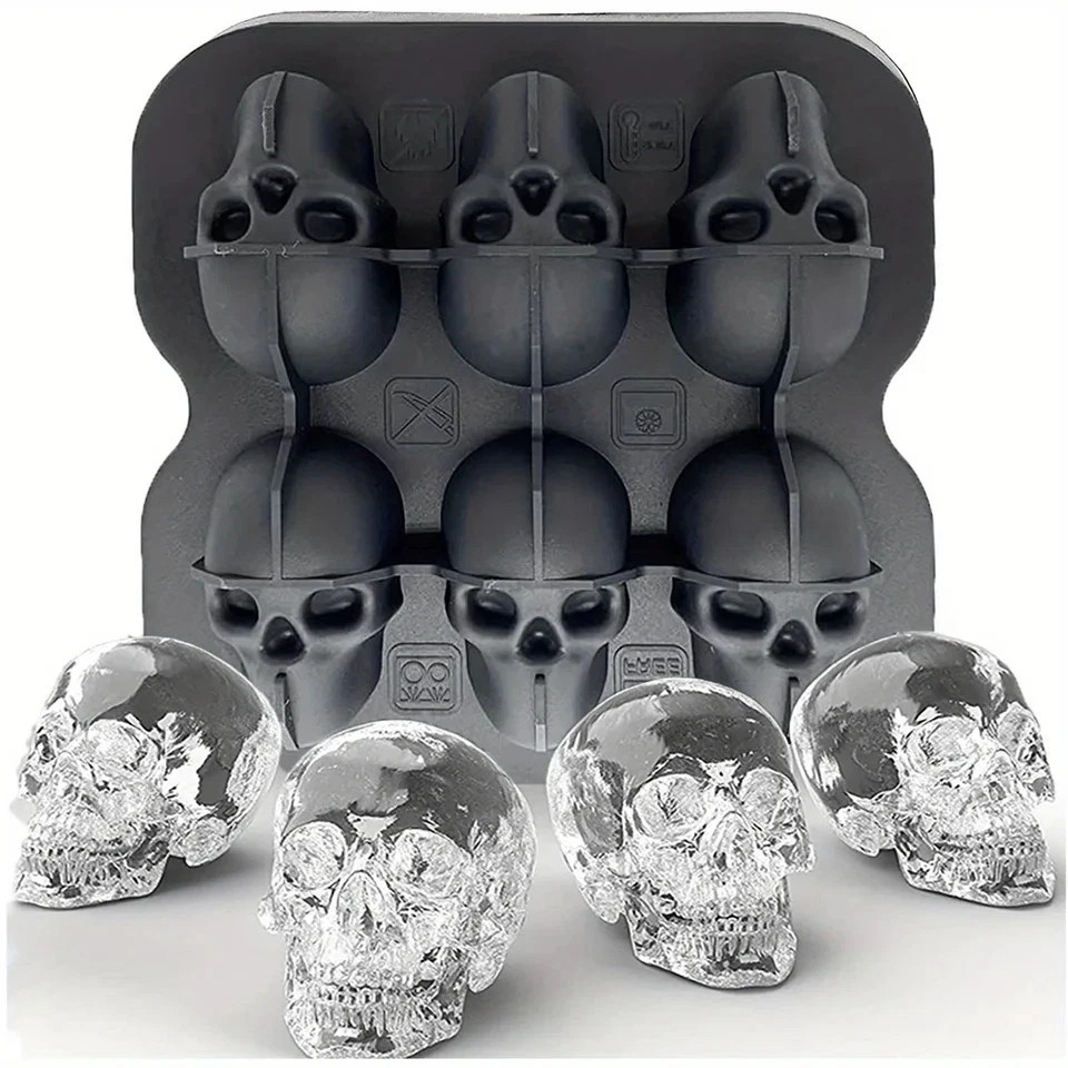 3D Skull Ice Mold Silicone Flexible Ice Cube Tray Cocktail Maker 1PC