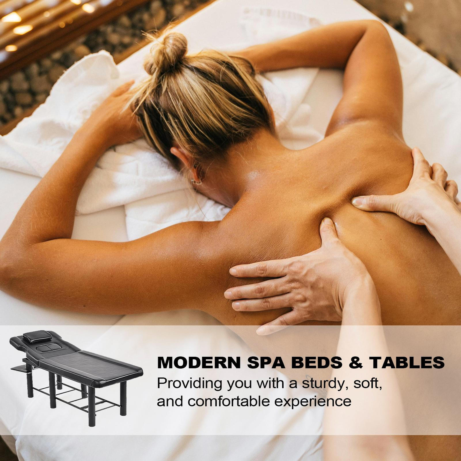 185cm Professional Stationary Massage Table with Backrest for Treatment Table---