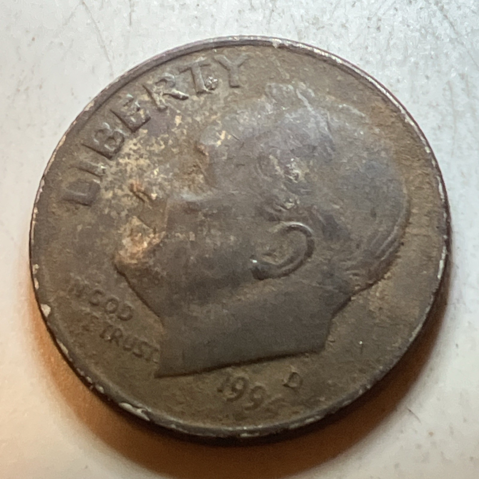 1994 D Improperly Annealed Dime Error Brown Copper Color