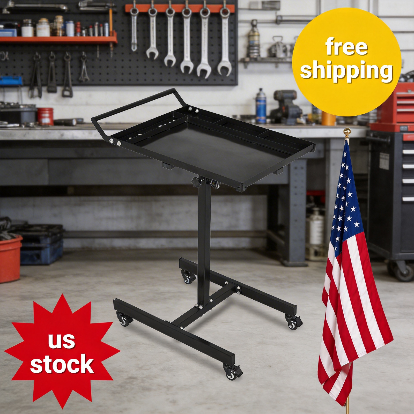 Adjustable Height (35"-44.8"), 220 Lb Capacity Mobile Heavy-Duty with Workbench