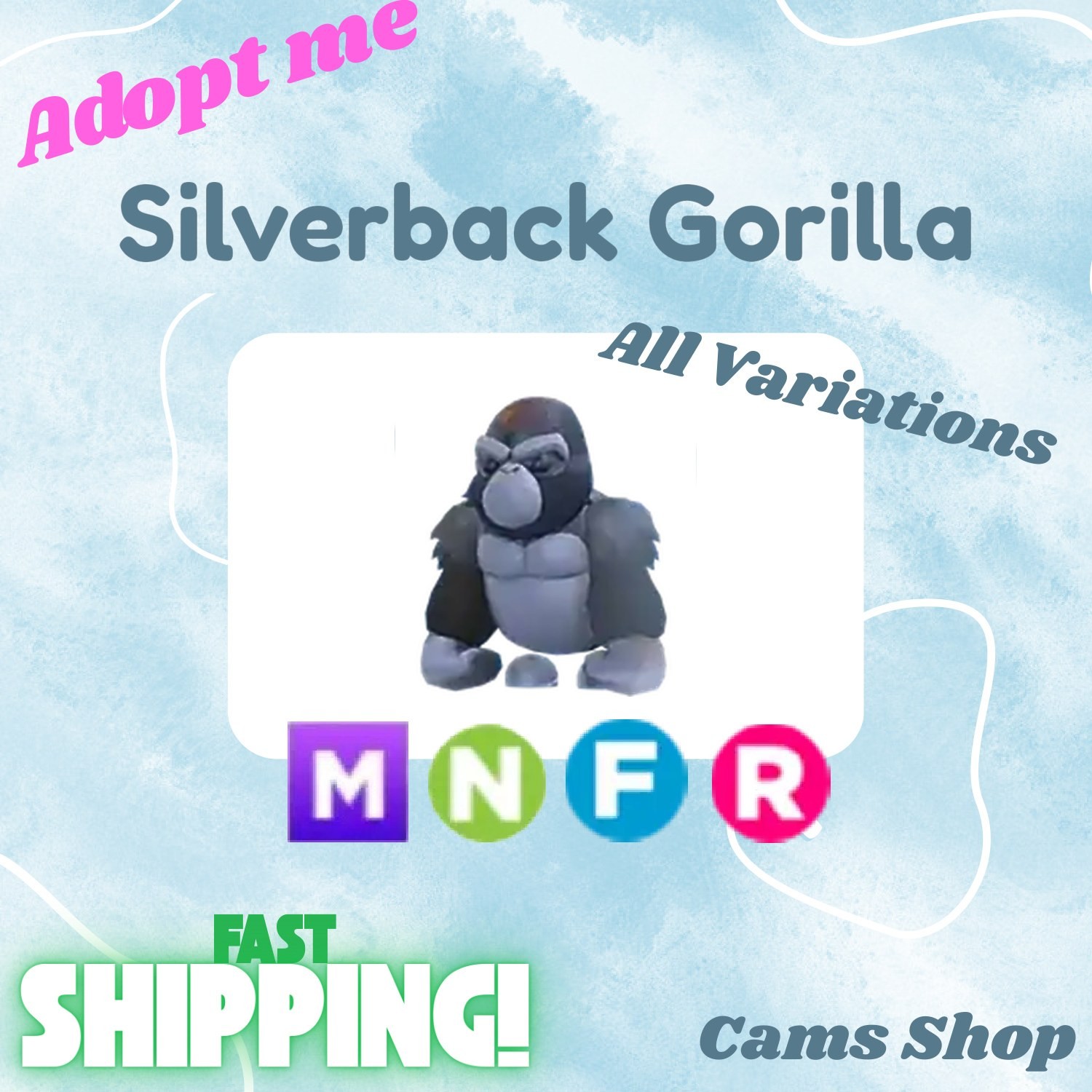 Silverback Gorilla | No Pot, FR, NFR, Mega, MFR - Adopt From Me Pets