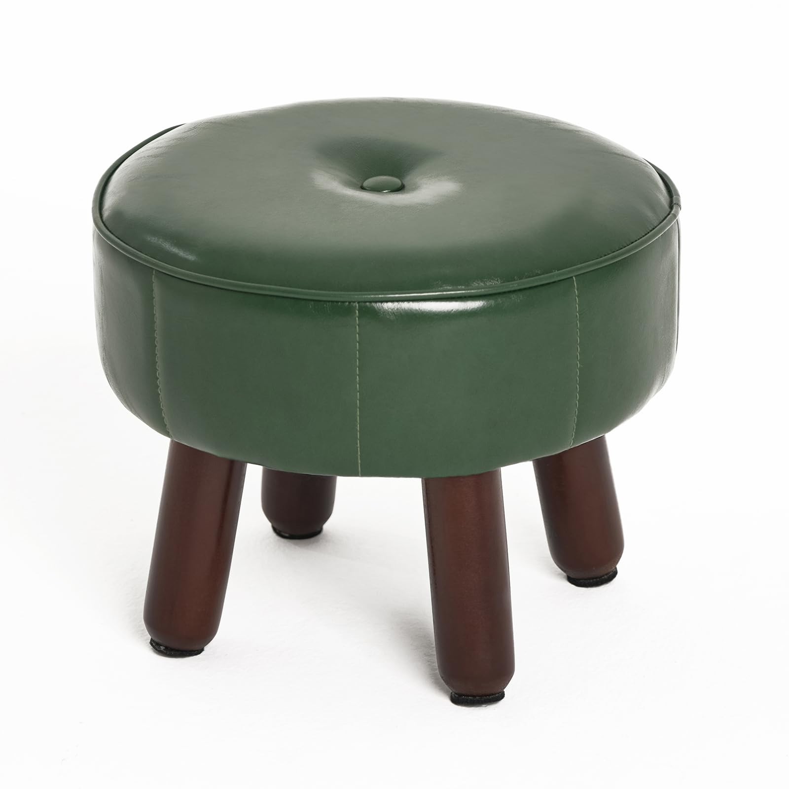 13in Small Foot Stool Ottoman, Round Faux Leather Foot Rest for Couch, Under ...