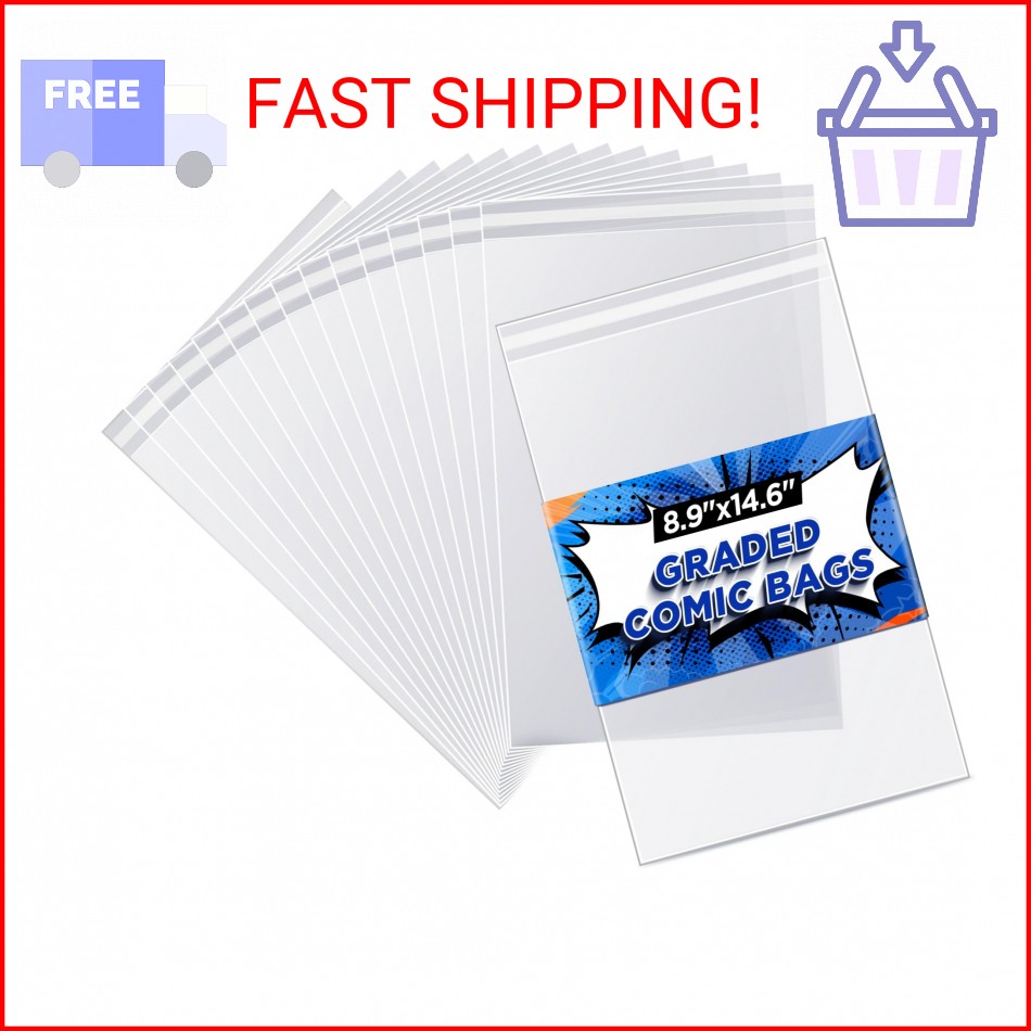 Graded Comic Book Bags - Comic Book Sleeves for CGC and CBCS Slabs, Acid-Free Ar
