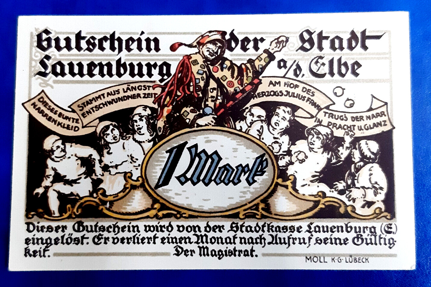 LAUENBURG ELBE NOTGELD 1 MARK 1921 EMERGENCY MONEY GERMANY BANKNOTE (26338)