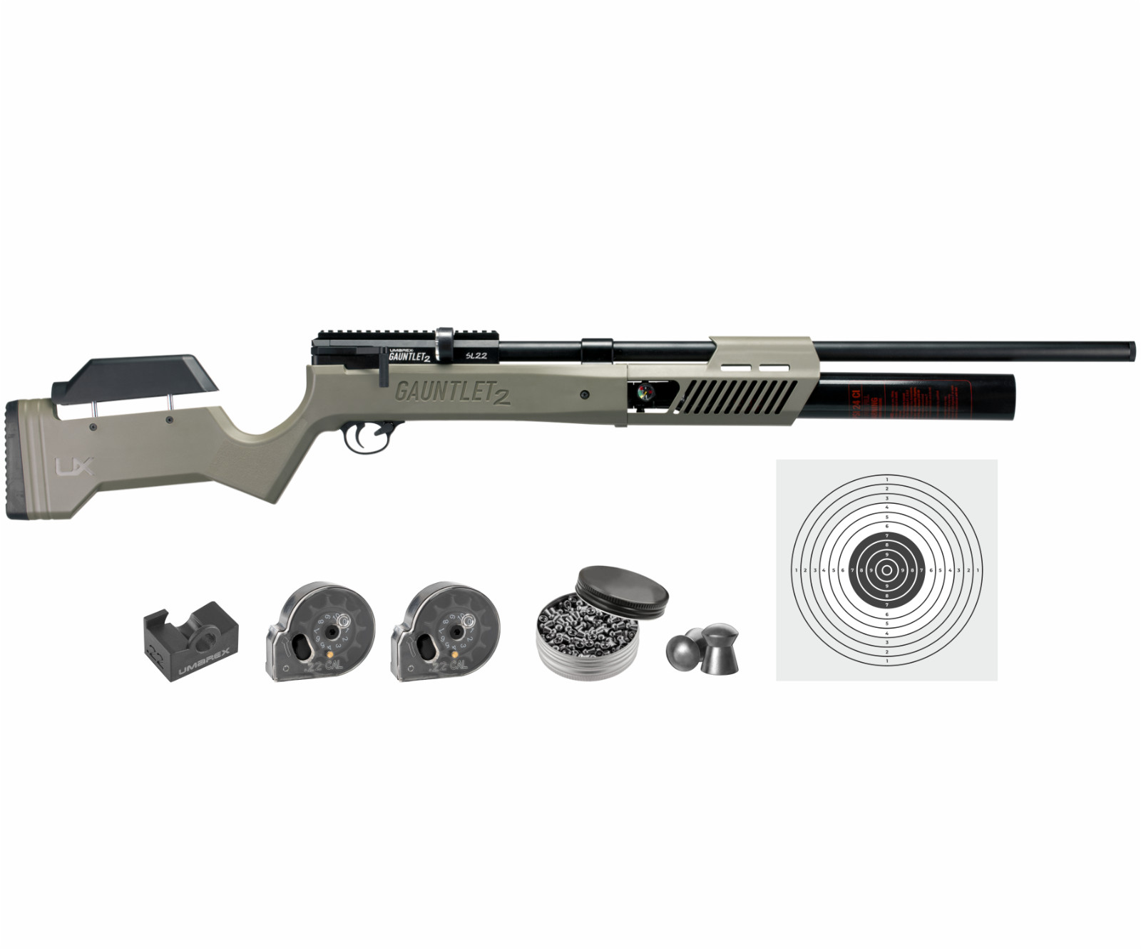 Umarex Gauntlet 2 SL22 .22 Cal PCP  Side Lever Air Rifle w/ Pellets and Targets