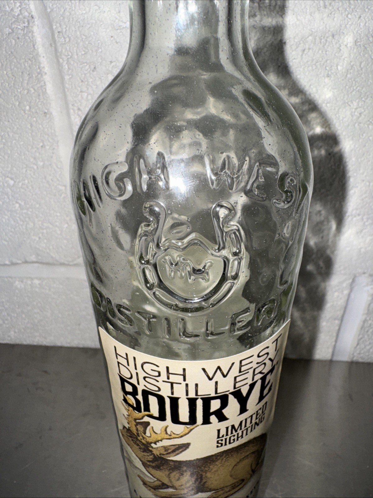High West Bourye Bottle Rare Batch 19L10 Limited Sighting Empty Bourbon Glass