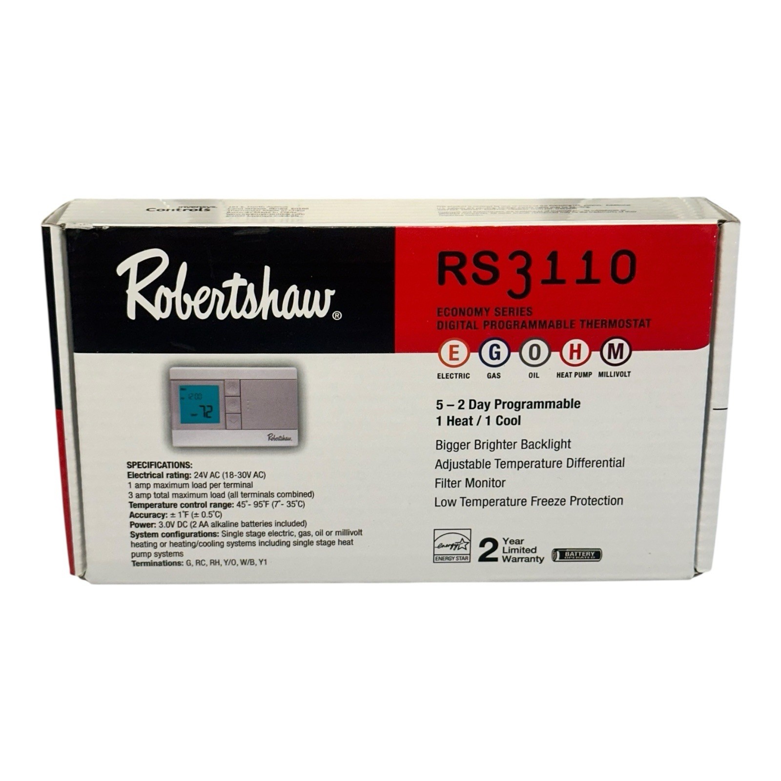 Robertshaw RS3110 Digital Programmable Thermostat New Open Box