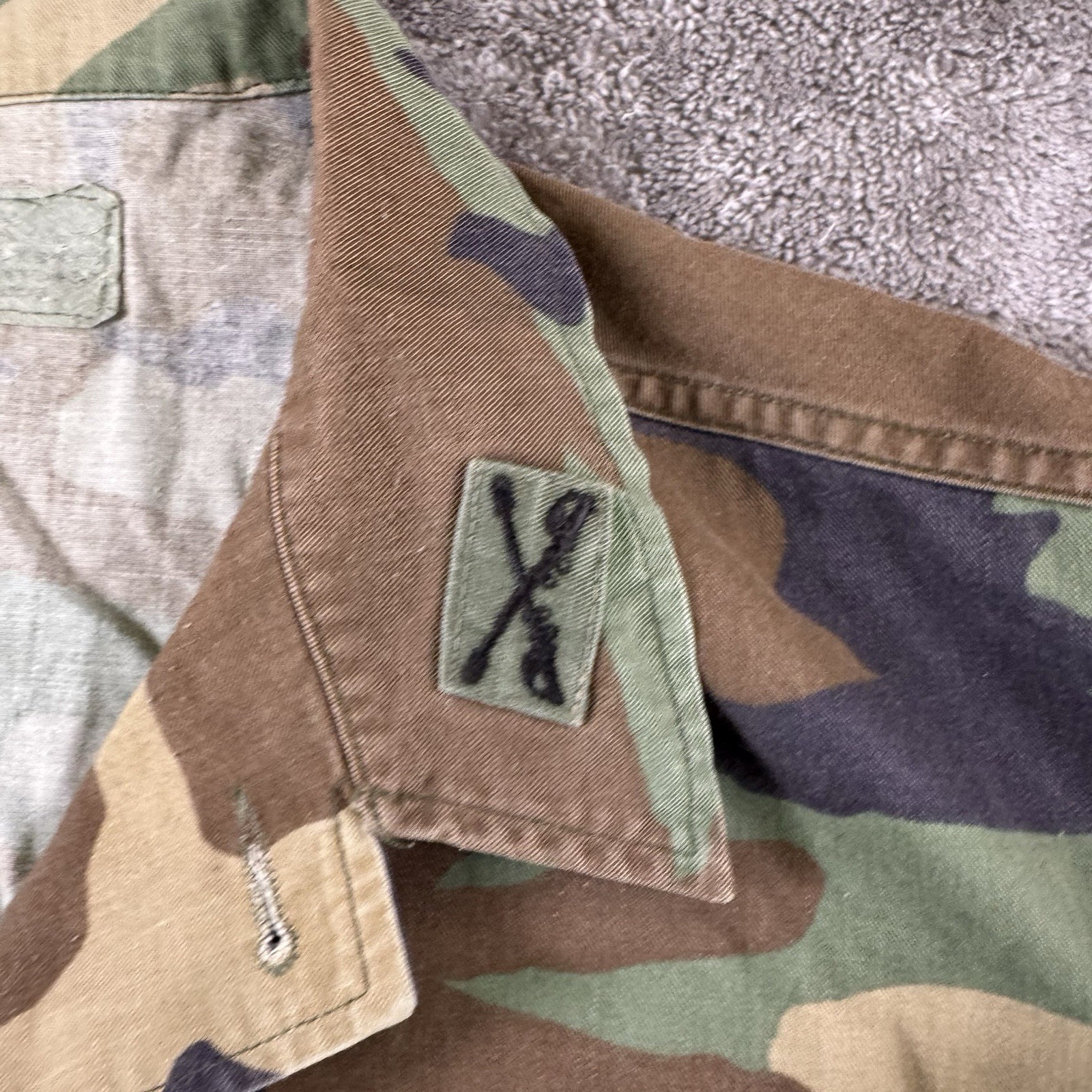 Vintage US Army Woodland BDU Jacket Airborne Infantry Officer COKER Large