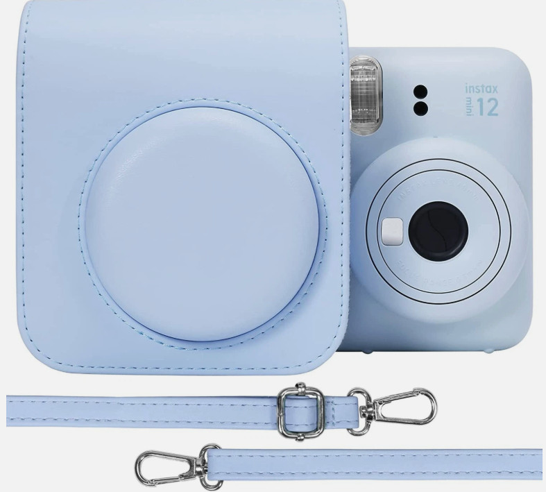 For Fujifilm Instax Mini 12 Case Blue PU Leather Camera Cover + Free Photo Album