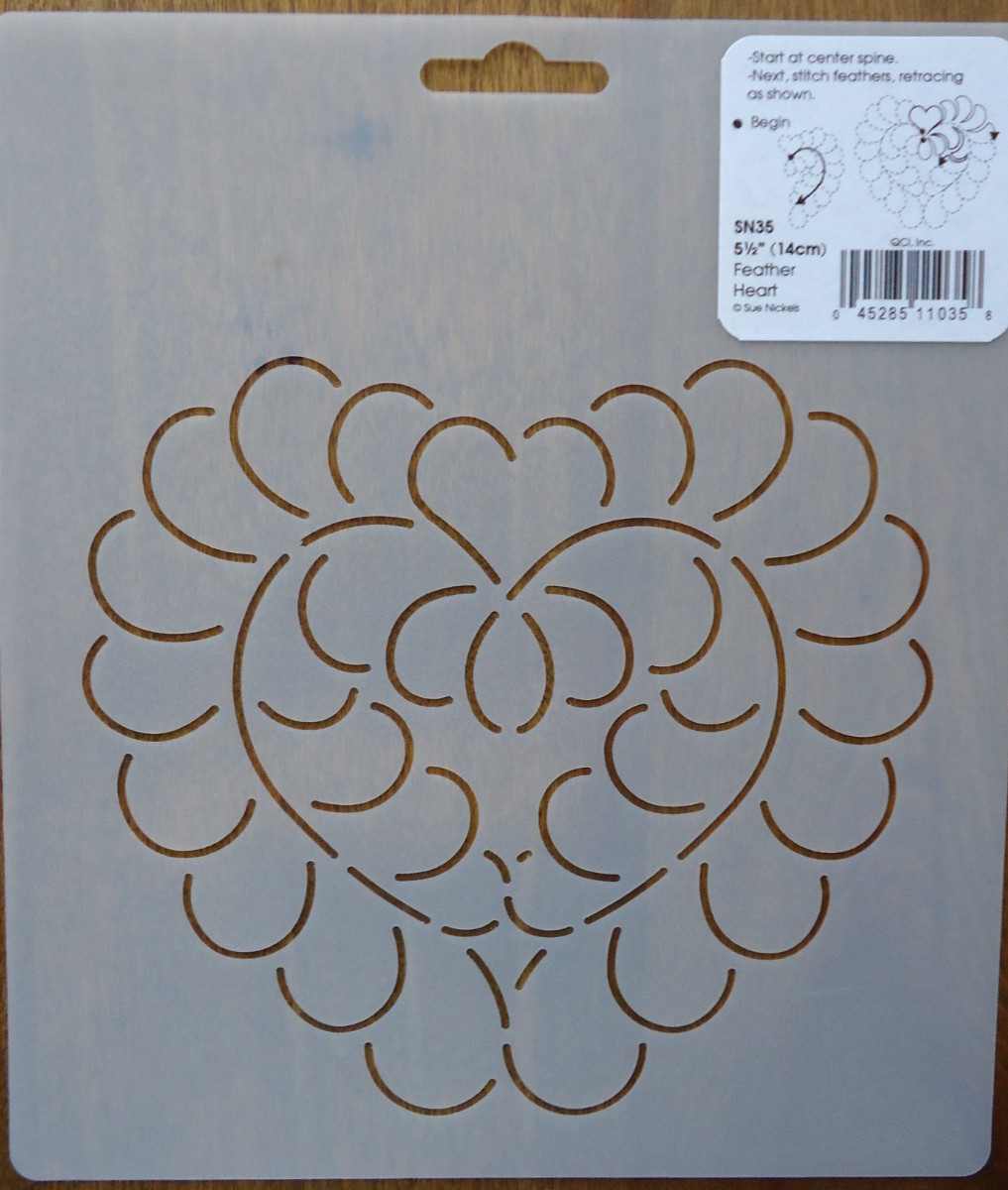 Stencil Quilting Feather Heart 5 1/2" 14cm QC sew quilt template SN35 stitch
