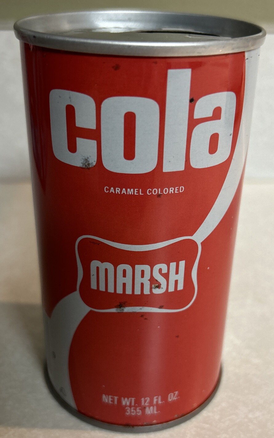 Vintage MARSH Cola 12 Oz. Empty Steel Pull Tab Soda Can
