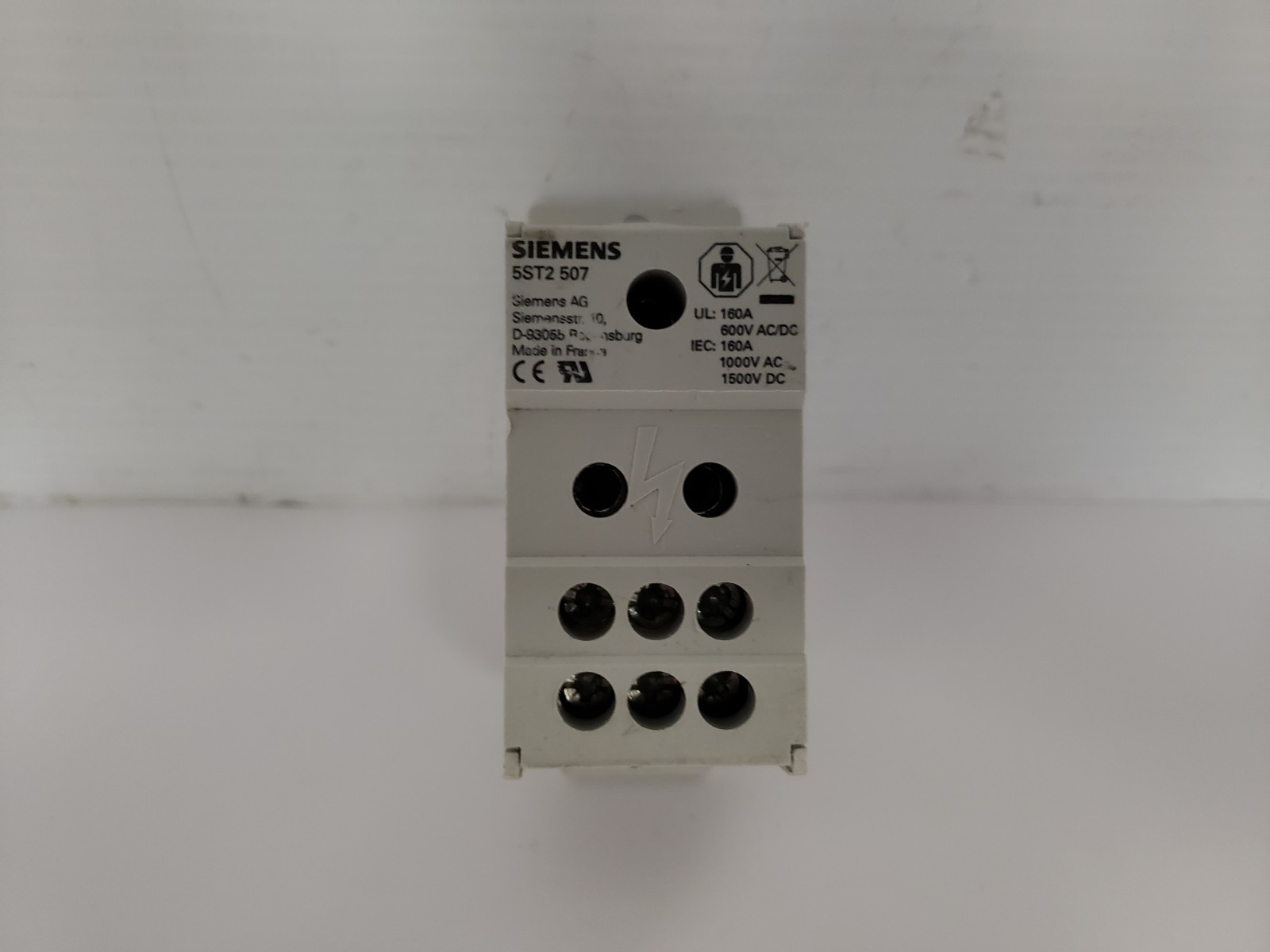 SIEMEMS 5ST2 507 DISTRIBUTION BOARD BLOCK  1 POLE 160A 600V AC/DC